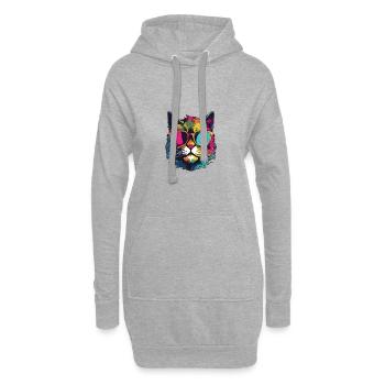 Katze Symbol Cool Kopf Party - Hoodie-Kleid - Grau meliert - Vorne