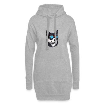 Husky Hund Cool Kopf Party - Hoodie-Kleid - Grau meliert - Vorne