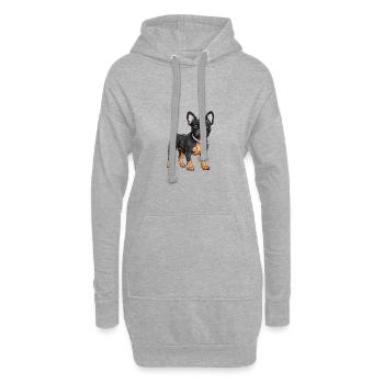 Bouledogue Français - Sweat-shirt à capuche long Femme - gris chiné - Devant