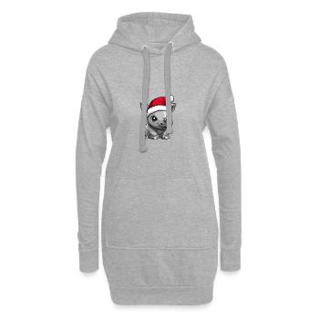 Rhinocéros Noël mignon - Sweat-shirt à capuche long Femme - gris chiné - Devant