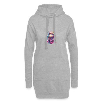 Crâne de Roi Couronne Royale - Sweat-shirt à capuche long Femme - gris chiné - Devant