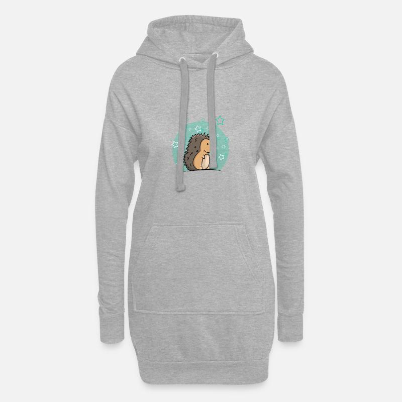 Igel Junge mit Sternen - Hoodie-Kleid - Grau meliert