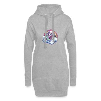 Seepferd Weihnachtsmann Regenbogen - Hoodie-Kleid - Grau meliert - Vorne