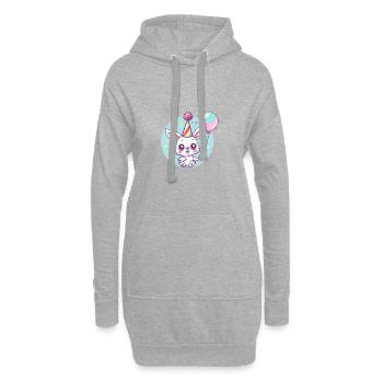 Hase Geburtstag Baby - Hoodie-Kleid - Grau meliert - Vorne