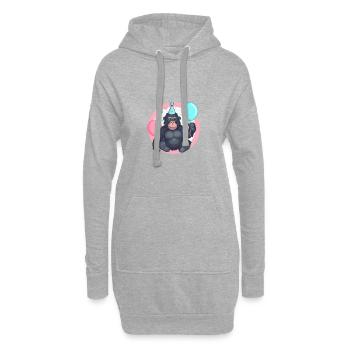 Gorille Anniversaire Bébé - Sweat-shirt à capuche long Femme - gris chiné - Devant