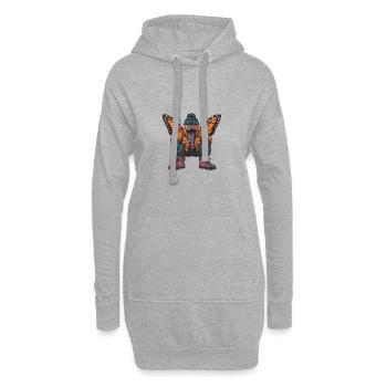 Schmetterling Lustig Winter - Hoodie-Kleid - Grau meliert - Vorne
