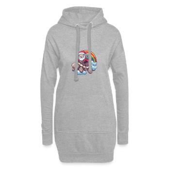Schildkröte Weihnachtsmann Regenbogen - Hoodie-Kleid - Grau meliert - Vorne