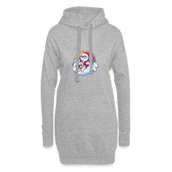 Buldog Français Chien Père Noël Arc-en-ciel - Sweat-shirt à capuche long Femme - gris chiné - Devant