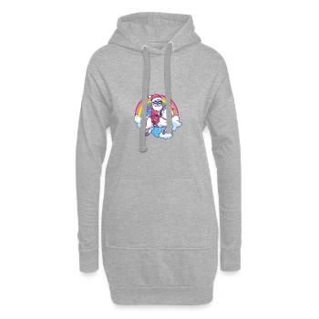 Einhorn Weihnachtsmann Regenbogen - Hoodie-Kleid - Grau meliert - Vorne