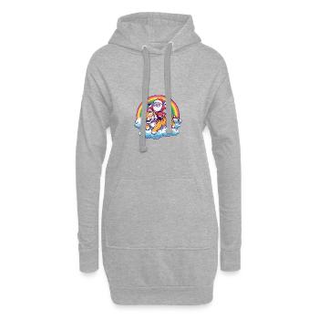 Tiger Weihnachtsmann Regenbogen - Hoodie-Kleid - Grau meliert - Vorne
