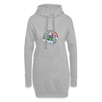 Caméléon Père Noël Arc-en-ciel - Sweat-shirt à capuche long Femme - gris chiné - Devant