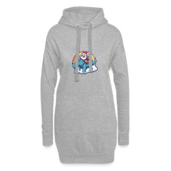 Dinosaurier triceratops Weihnachtsmann Regenbogen - Hoodie-Kleid - Grau meliert - Vorne
