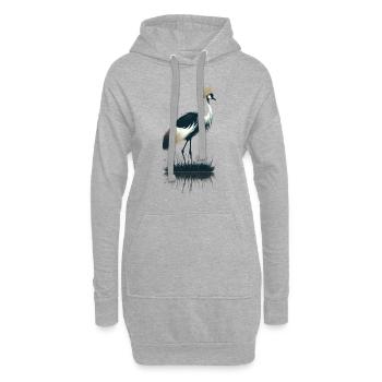 Grue couronnée - Sweat-shirt à capuche long Femme - gris chiné - Devant