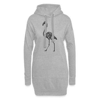 Tatouage tribal Flamingo - Sweat-shirt à capuche long Femme - gris chiné - Devant
