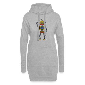 Roboter - Hoodie-Kleid - Grau meliert - Vorne