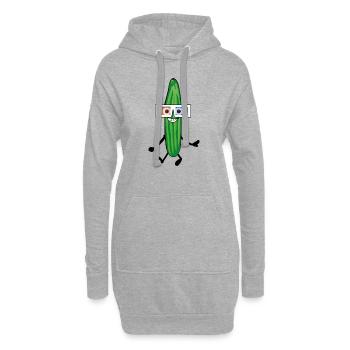 concombre heureux, concombre, 3 D, lunettes de soleil, joyeux, - Sweat-shirt à capuche long Femme - gris chiné - Devant