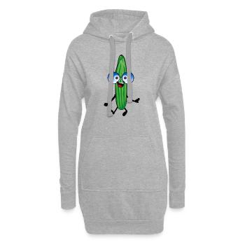 Concombre heureux,Concombre,Lunettes de soleil,Joyeux, - Sweat-shirt à capuche long Femme - gris chiné - Devant
