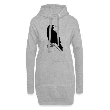 corbeau - Sweat-shirt à capuche long Femme - gris chiné - Devant