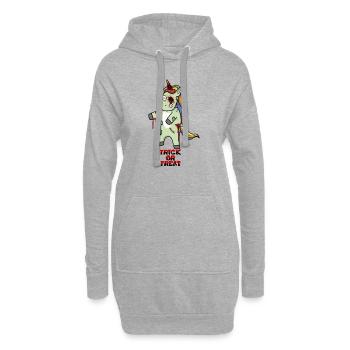 Halloween Trick or Treat Licorne Einhorn - Sweat-shirt à capuche long Femme - gris chiné - Devant