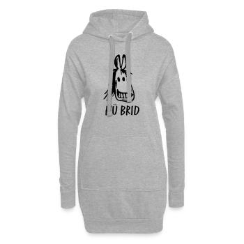 Hü Brid lachendes Pferd Hybrid - Hoodie-Kleid - Grau meliert - Vorne