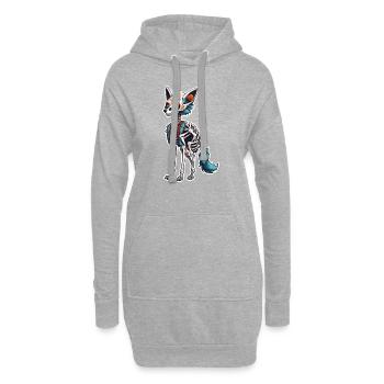 La Catrina/ Tattoo / Mexiko / Tier / Hund - Hoodie-Kleid - Grau meliert - Vorne