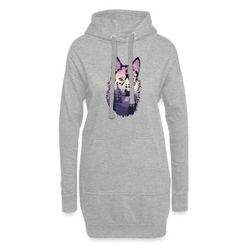 Wolf Schäferhund Hund - Hoodie-Kleid - Grau meliert - Vorne