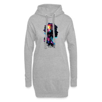 Silhouette / Wald / Porträt / Bäume / Person - Hoodie-Kleid - Grau meliert - Vorne