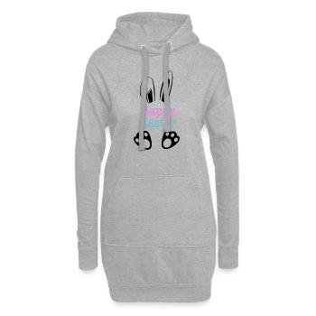 Ostern, Happy Easter, Frohe Ostern, Osterhase - Hoodie-Kleid - Grau meliert - Vorne