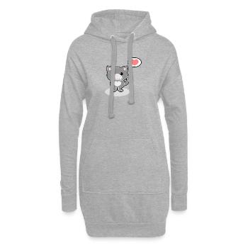 Süße Katze - Hoodie-Kleid - Grau meliert - Vorne