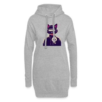 Chat de style cyberpoint immergé dans le métavers VR - Sweat-shirt à capuche long Femme - gris chiné - Devant