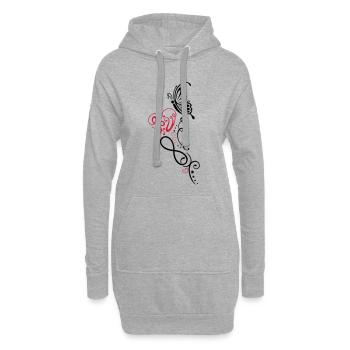 Herz mit Schmetterling, infinity - Sweat-shirt à capuche long Femme - gris chiné - Devant
