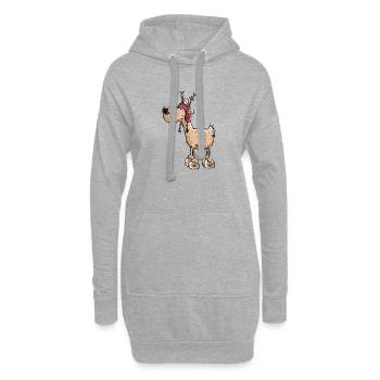 Fröhliches Rentier - Ren - Rentiere - Weihnachten - Hoodie-Kleid - Grau meliert - Vorne