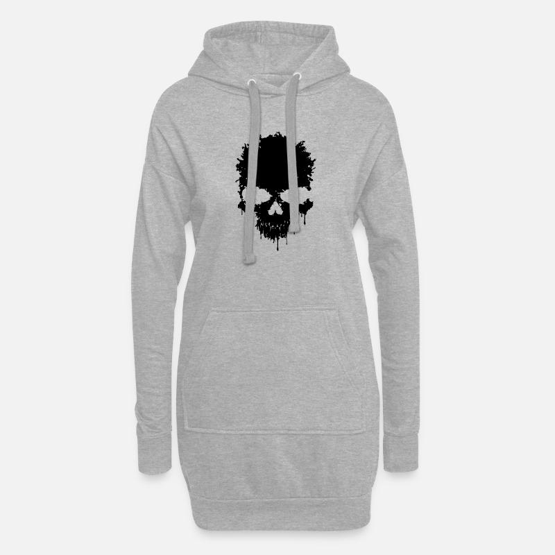 Schädel-Grunge - Hoodie-Kleid - Grau meliert