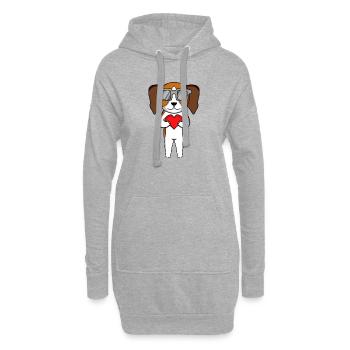 Beagle avec lunettes de soleil et cœur - Sweat-shirt à capuche long Femme - gris chiné - Devant
