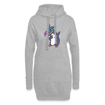 Lustig Vogel Süß Pinguin Zoo Tier - Hoodie-Kleid - Grau meliert - Vorne