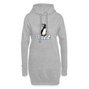 Un pingouin mignon écoute de la musique - Sweat-shirt à capuche long Femme - gris chiné - Devant