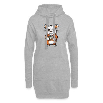 Mignon Souris Derson Hoodie Design - Sweat-shirt à capuche long Femme - gris chiné - Devant