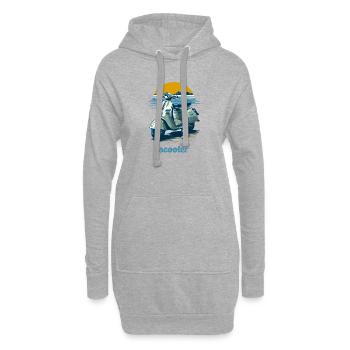 Scooter vintage avec fond de montagne - Sweat-shirt à capuche long Femme - gris chiné - Devant