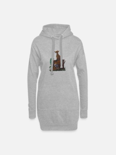 meditativer Fuchs - Hoodie-Kleid - Grau meliert