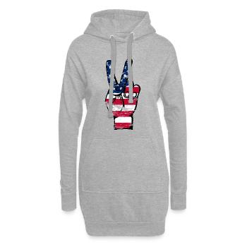 Symbole de victoire de la paix du drapeau des États-Unis utilisé - Sweat-shirt à capuche long Femme - gris chiné - Devant