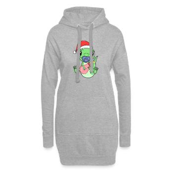 Lézard Bébé Noël - Sweat-shirt à capuche long Femme - gris chiné - Devant