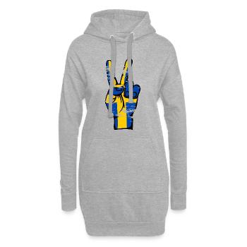 Suède Drapeau Paix Victoire Symbole Utilisé - Sweat-shirt à capuche long Femme - gris chiné - Devant