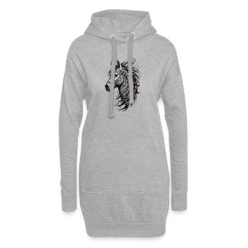 Horse Head Majestic Tribal Horse Tattoo - Hoodie Dress - heather grey - Front
