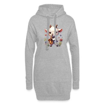 Süße Ziege Spielt Saxophon Auf Der Farm - Hoodie-Kleid - Grau meliert - Vorne