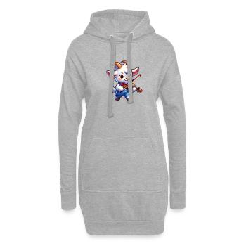 Chèvre mignonne jouant de la musique de ferme de violon - Sweat-shirt à capuche long Femme - gris chiné - Devant