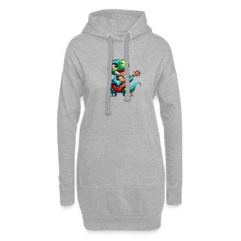 Süßer Dino Gitarrist Musikliebhaber Design - Hoodie-Kleid - Grau meliert - Vorne