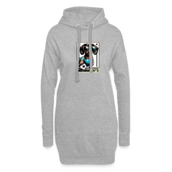 Dackel Fußballspieler Wiener Hund Fan - Hoodie-Kleid - Grau meliert - Vorne