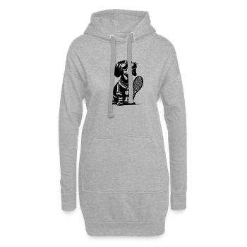 Teckel Silhouette Joueur de tennis Propriétaire de chien - Sweat-shirt à capuche long Femme - gris chiné - Devant