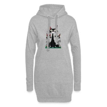 Trio of Black Cat Portraits - Hoodie Dress - heather grey - Front