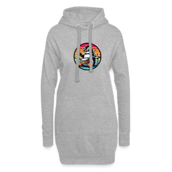 Tambour pingouin à bascule avec des baguettes - Sweat-shirt à capuche long Femme - gris chiné - Devant